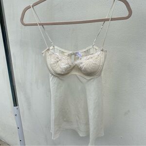 Y2K Coquette Cream Sequin Balconette Cami Size Medium